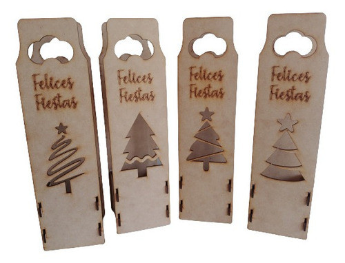 Estuche Caja Porta Vino Fibrofacil Navidad X 12u 0