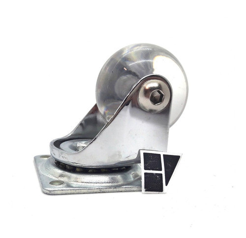 Rueda Silicona Transparente Bz Chica 50mm Con Base Mueble 1