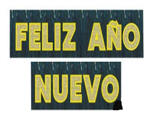 Banderin Guirnalda Feliz Año Negro Dorado Con Flecos 2.3mts 1