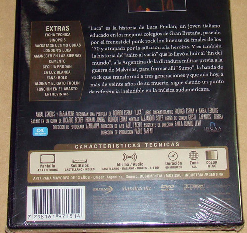 Luca Prodan Sumo Pelicula 1 Dvd /  Kktus 1