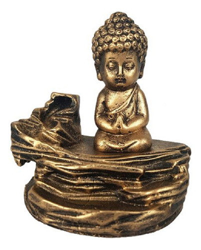 Incensário Cascata Pedra Buda Menino Orando Zen 10 Cm Altura 0