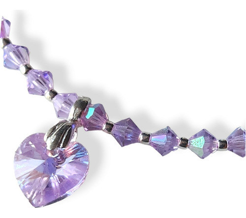 Pulsera Cristal Swarovski Elements Plata 925 Corazón 10cm 0
