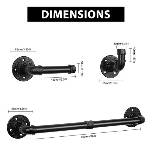 Livabber 5 Piezas Industrial Tubo Cuarto De Baño Toallero Se 1