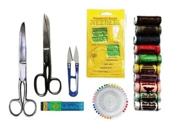 Set Mercería 2 Tijeras Costura Modista Alfiler Hilos Agujas 0 Set Mercería 2 Tijeras Costura Modista Alfiler Hilos Agujas 0