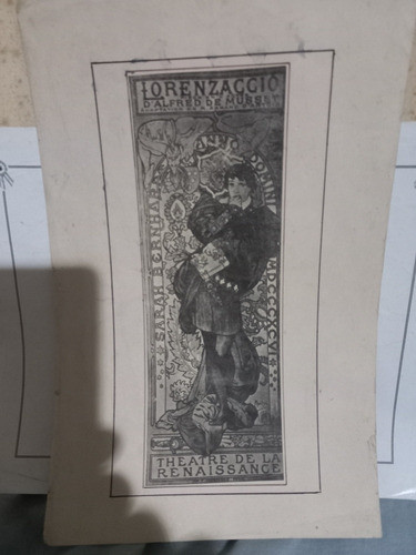 Grabado Antiguo Sarah Bernhardt 1
