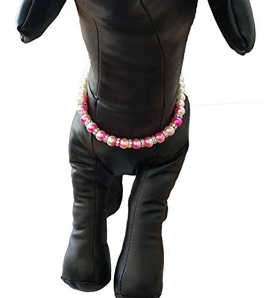 Pet Show Pink Small Dogs Collar Imitación Perla Rhinestone H 1