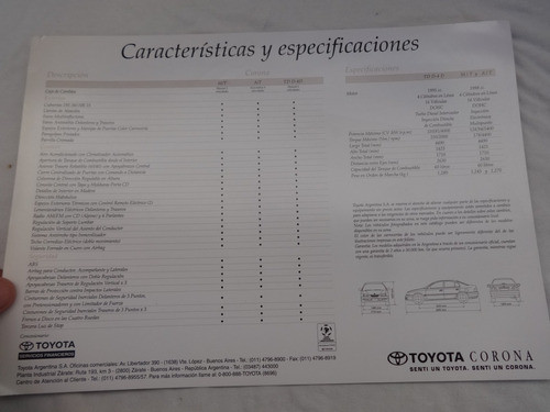 Folleto Toyota Corona Auto Clasico No Manual 2000 1