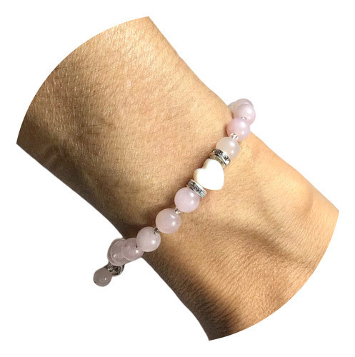 Pulsera De Cuarzo Rosa Y Nácar. Cierre De Acero Quirúrgi 0
