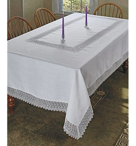 Violet Linen Treasure Macrame Lace Mantel, 70 In X 132 In, W 1