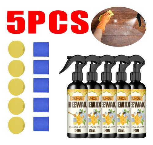 5 Peças De Spray De Cera De Abelha Para Cuidados Com Móveis 0
