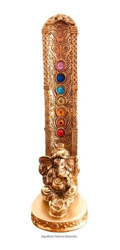 Porta Incenso Incensário Ganesha 7 Chakras Dourado 0