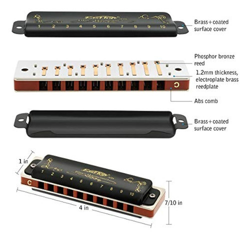 Easttop T008 K 10 Agujeros Blues Profesional Arpa C Clave In 1