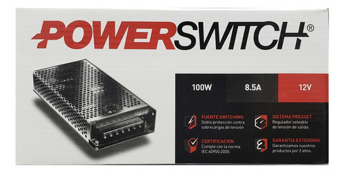 Fuente Switching 100w Macroled 12v 8,5a Interior P/ Tira Led 0