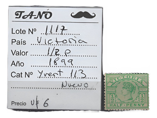 Lote1117 Victoria Colonia 1/2 P. Año 1899 Yvert# 113 Nuevo 0