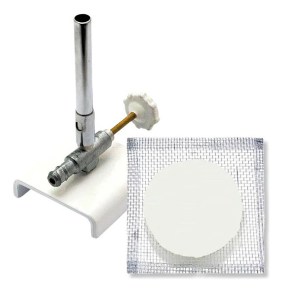 Bico De Bunsen C/ Registro + Tela C/ Refratário 18x18cm 0