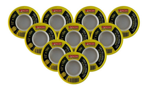 Cinta Teflon Alta Densidad Ptfe Plomería 1/2'' 10mt Pack X10 0