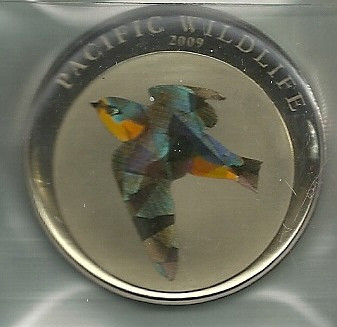Moneda De Palau De 1 Dolar Año 2009 Color Pajaro 0