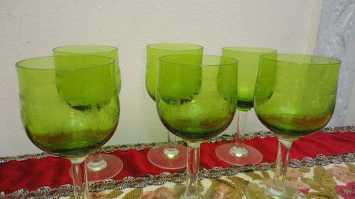 Finas Copas Antiguas Años 1920 Talladas Verdes Vealas 0