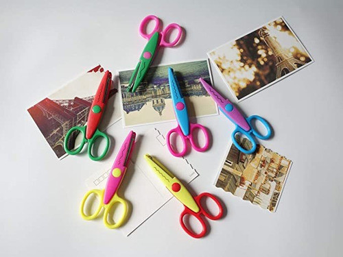 Juego De 6 Tijeras De Borde De Papel Con Diferentes Patrone. 1