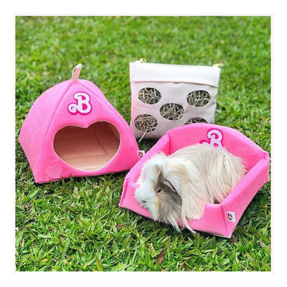 Kit P/ Porquinho Da Índia - Barbie (toca+cama+p. Feno) - Gpp 0