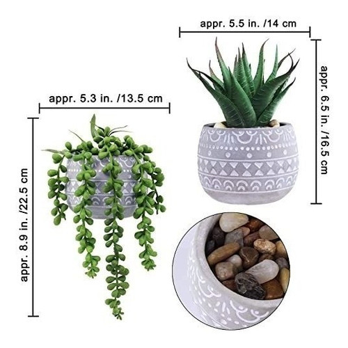 4 Plantas Suculentas Artificiales Con Macetas De Ceramica. 1