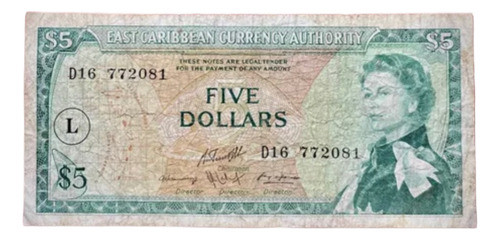 Billete 5 Dólares Estados Del Caribe Pick 14 M Santa Lucia 0
