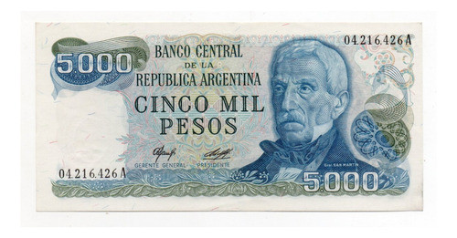 Billete Argentina 5000 Pesos Ley Bottero 2464 Ex+ 0