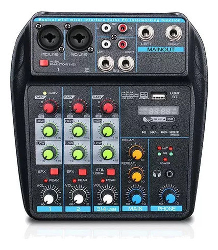 Mesa De Som Digital, 48v 4 Canais Mp3 Usb Bt Fm Us 0
