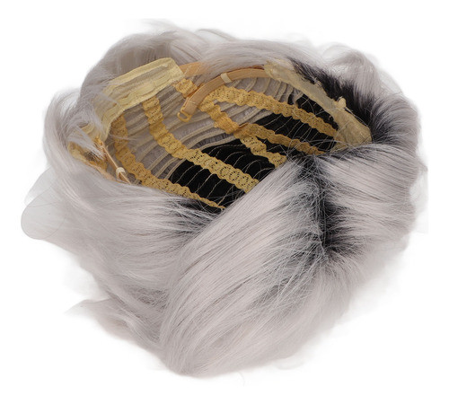 Peruca Cinza Prateada Masculina, Elegante, Macia, Respirável 1
