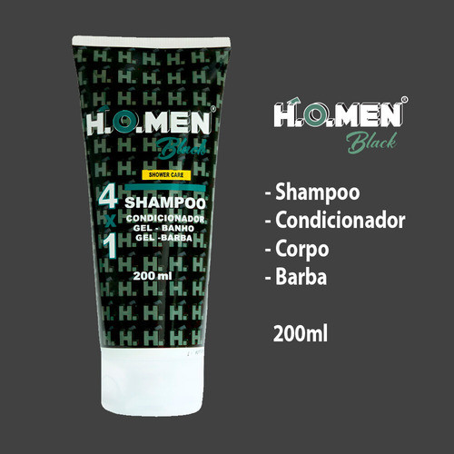 Shampoo Condicionador Masculino 4x1 200ml H.o.men Black 1