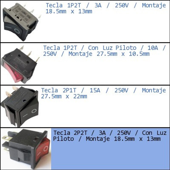 Pack 4x Tecla 2p2t 3a Switch Boton Doble Encendido Llave Int 1 Pack 4x Tecla 2p2t 3a Switch Boton Doble Encendido Llave Int 1