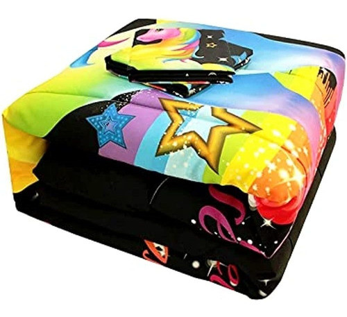 Sfj-ca Unicorn Rainbow Juego De Edredón Para Niñas Twin Size 0