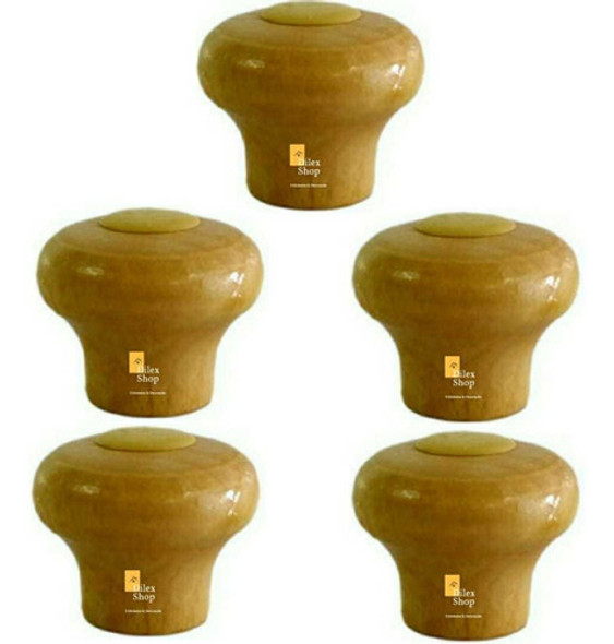 Kit 5 Pomel Puxador Madeira P/tampa De Panela E Frigideira 0 Kit 5 Pomel Puxador Madeira P/tampa De Panela E Frigideira 0