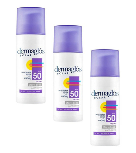 Combo X 3 Dermaglos Protector Solar Fps 50 Efecto Seco 50 G 0