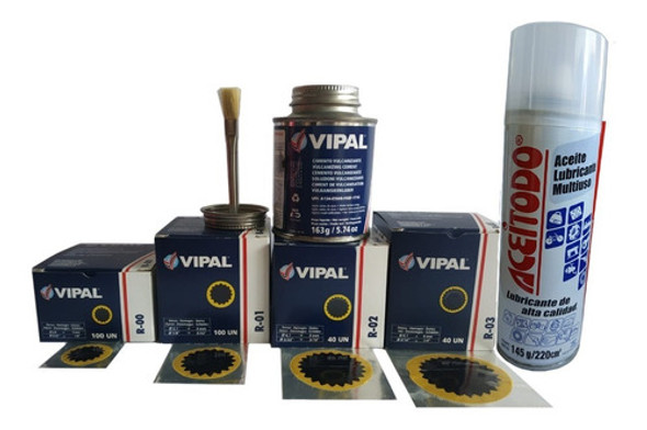 Combo #9 Gomeria Parches Cámara Solución Cemento Vipal 0 Combo #9 Gomeria Parches Cámara Solución Cemento Vipal 0