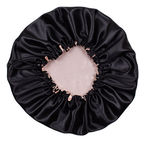 Touca Noturna Cetim Bio Extratus Preto Com Rosa (tam M) 0