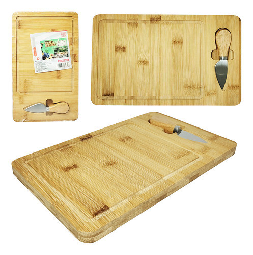 Conjunto Queijo E Frios-faca Inox + Tábua De Bambu 30x18cm 0