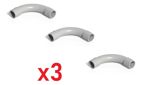 Curva De Pvc Genrod Para Caño Rigido 22 Mm 7/8 X 3 Unidades 1