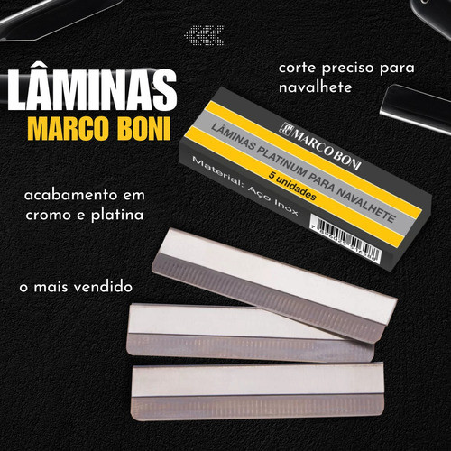 Kit 5 Laminas Navalha Platinum Para Navalhete - Marco Boni 1
