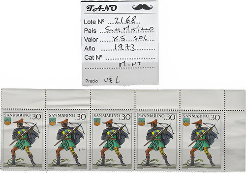 Lote2168 San Marino 30 Liras Año 1973 X5 Mint 0