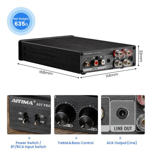 Aiyima A07 Pro Tpa3255 Amplificador De Potencia Bluetooth 5. 1