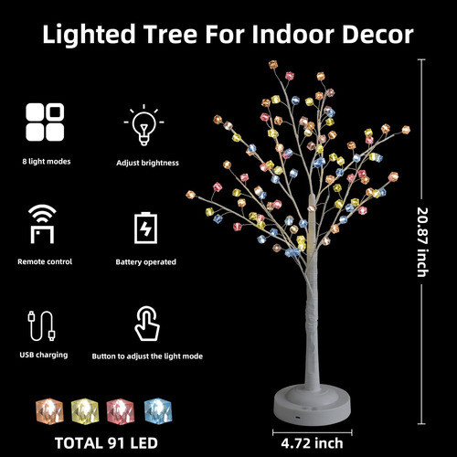 Anycosy Luz Árbol Bonsái Mesa, 21 96 Led Lámpara Árbol Con 8 1