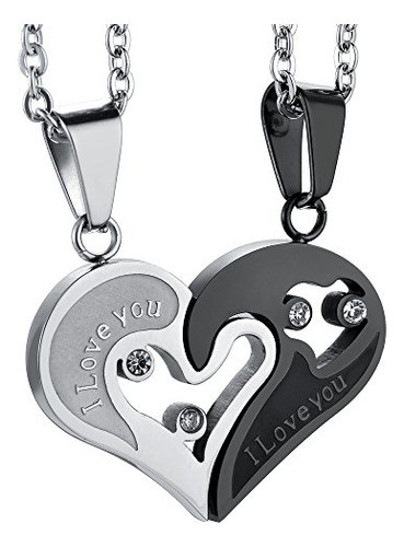 Su Y La Suya De Acero Inoxidable Te Amo Corazón Collar Hombr 0