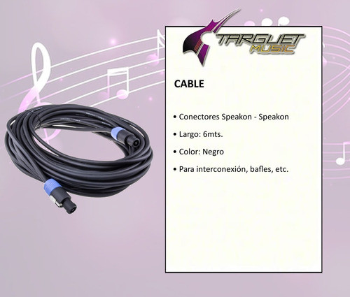 Cable Speakon - Speakon 6mts Para Bafle _- 1