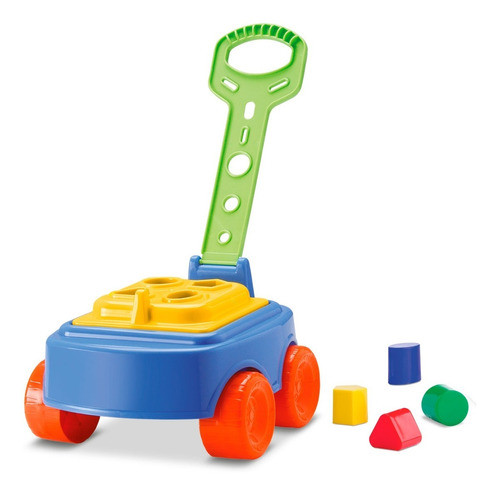 Carrinho Mipuxa Com Blocos Didáticos Infantil Azul - Cardoso 0