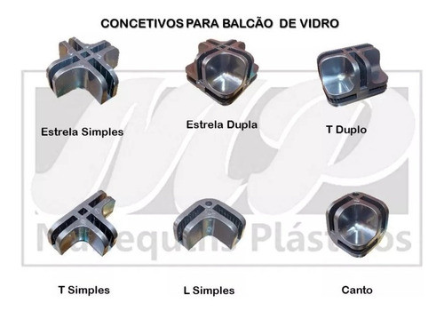 Conetivo Para Balcão Tela Ou Vidro Kit Com 50 Peças Preto 0