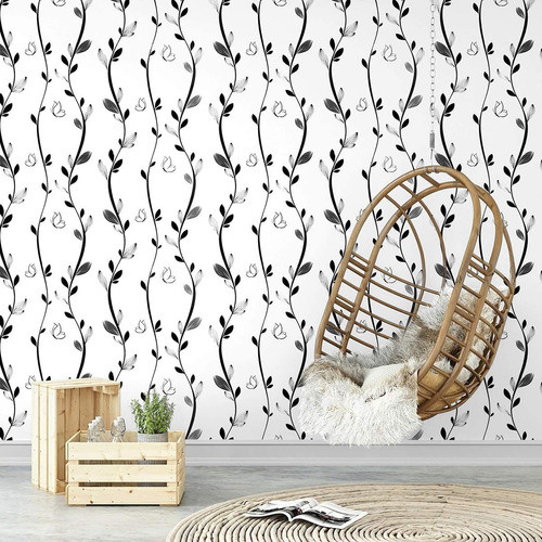 Papel Tapiz Le Monde Hojas Y Mariposa Vinilo Adhesivo 45cm 0