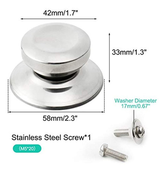 Uxcell 2 Pomos De Tapa De Acero Inoxidable Para Ollas, Tapas 1