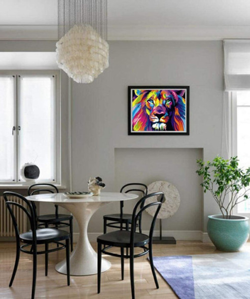 Pintura Por Numeros Lienzo Bricolaje Leon Colorido 40x50cm 1