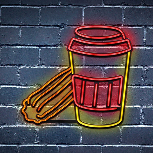 Cartel Neon Led Café + Churro - Luminoso 1